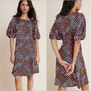 Anthropologie Colorful Patterned with flowers Midi Dress